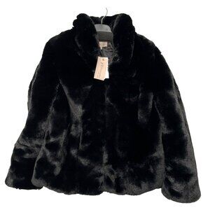 $158 Black Faux Fur Oversized Jacket Size XS By Philosophy NWT